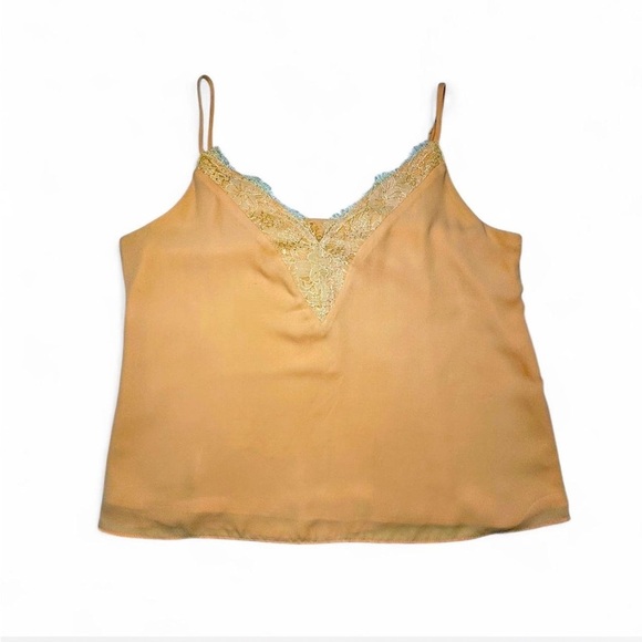 Socialite Orange/Peach Cami Top with Eyelash Lace neckline - Picture 1 of 6
